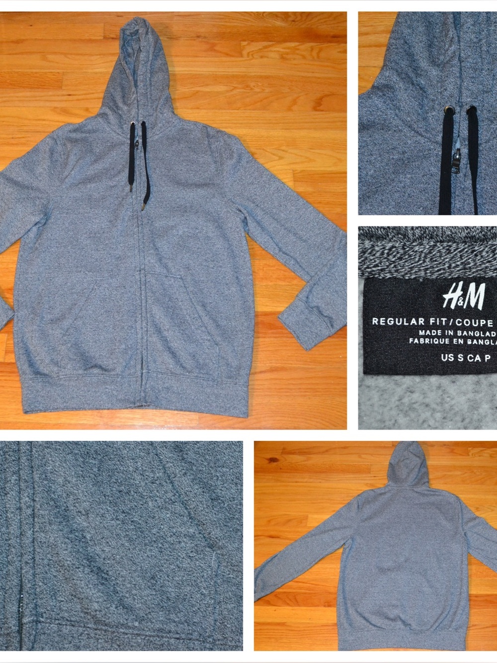 Men’s H&M gray hoodie sweatshirt jacket, size S
